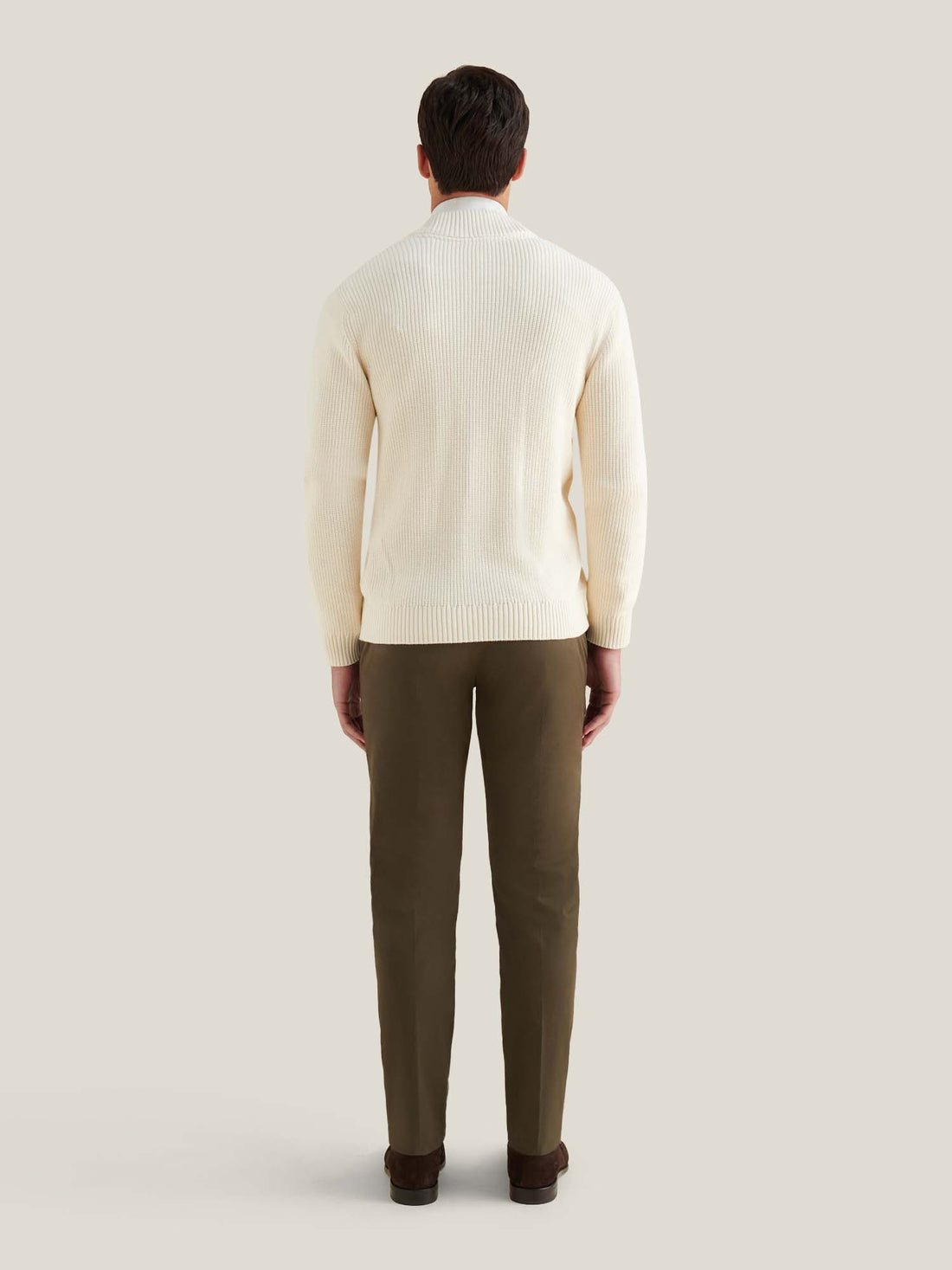 Cotton Knit Cardigan in Egret