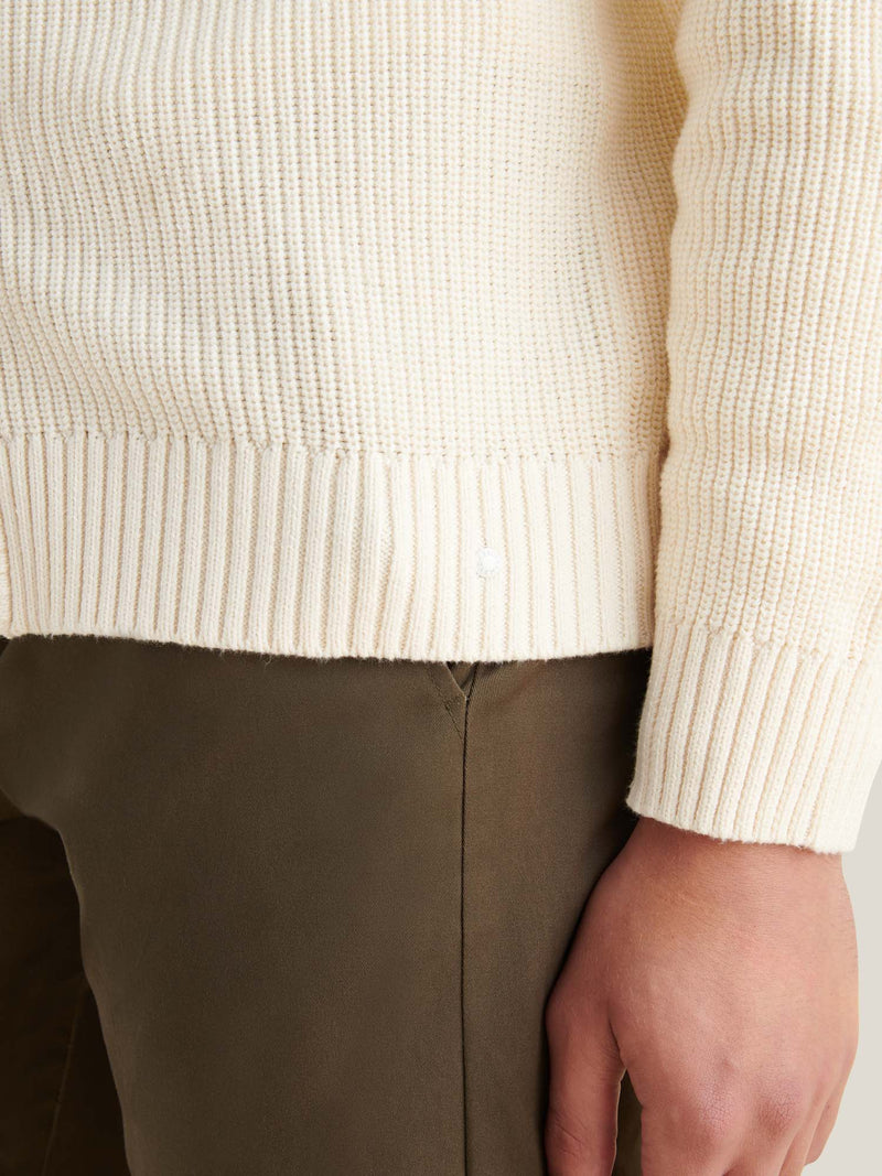 Cotton Knit Cardigan in Egret