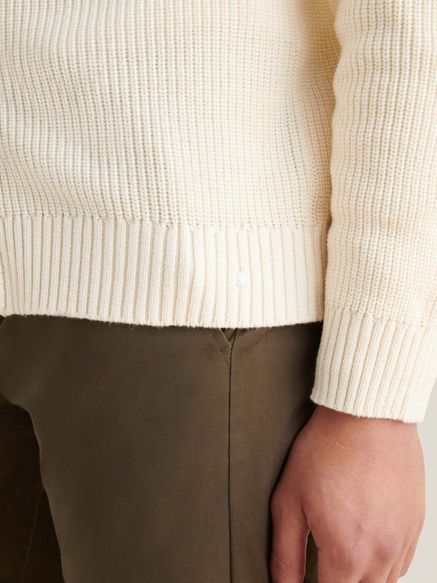 Cotton Knit Cardigan in Egret