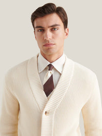 Cotton Knit Cardigan in Egret