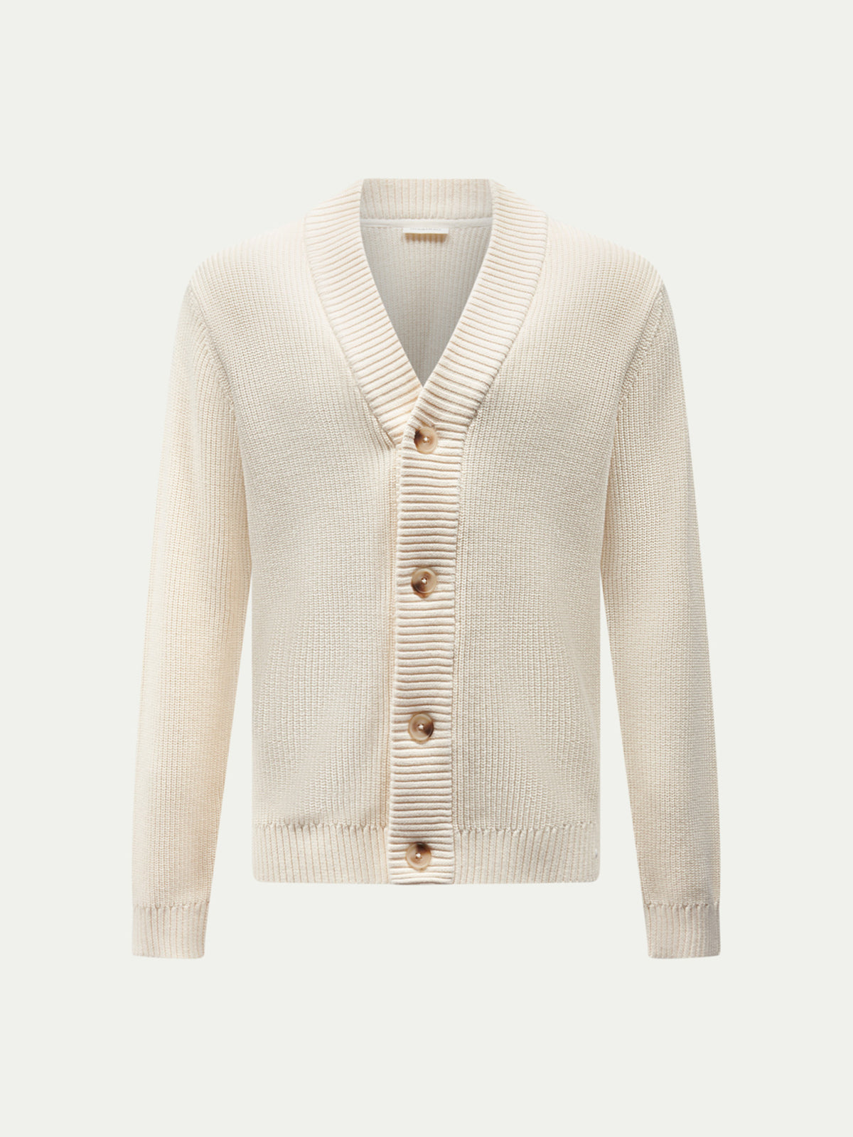 Cotton Knit Cardigan in Egret