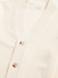 Cotton Knit Cardigan in Egret