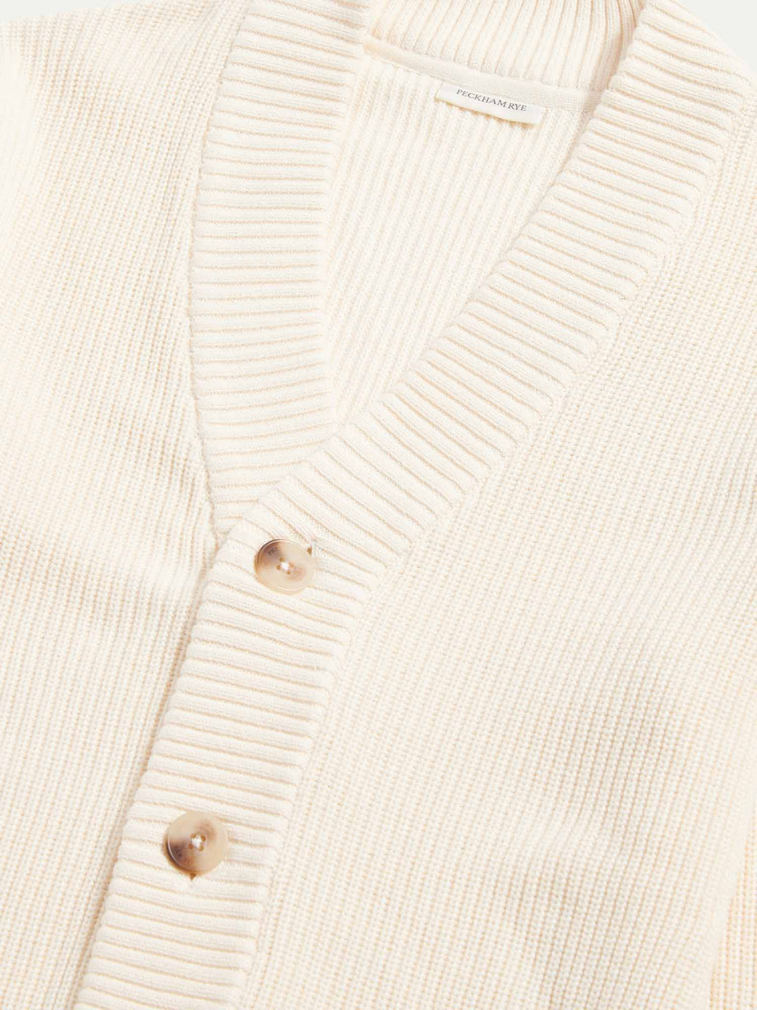 Cotton Knit Cardigan in Egret