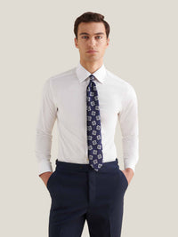 Cotton Poplin Slim Fit High Collar Shirt in Bright White