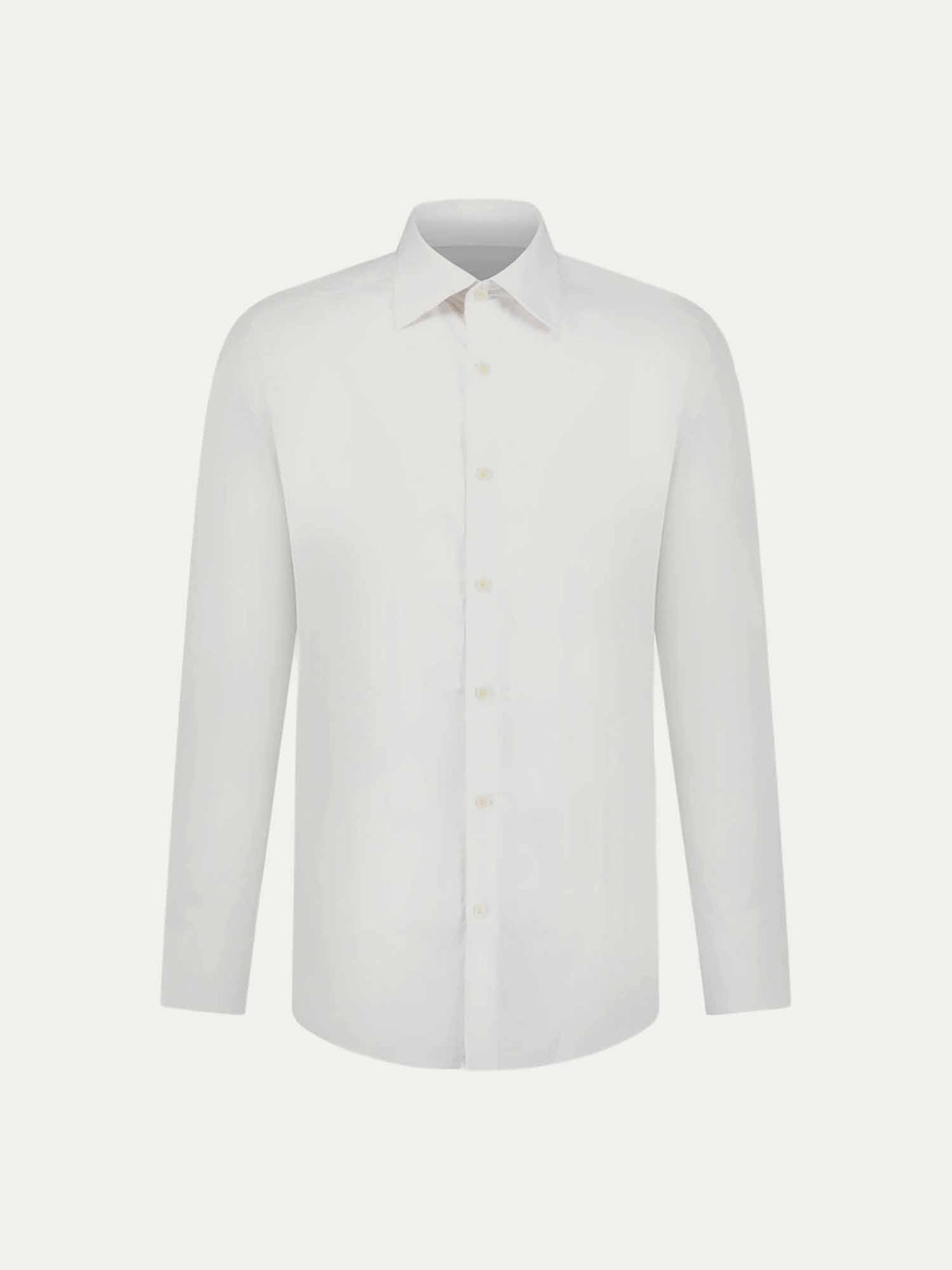 Cotton Poplin Slim Fit High Collar Shirt in Bright White