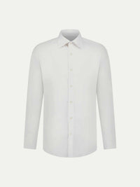 Cotton Poplin Slim Fit High Collar Shirt in Bright White