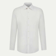 Cotton Poplin Slim Fit High Collar Shirt in Bright White