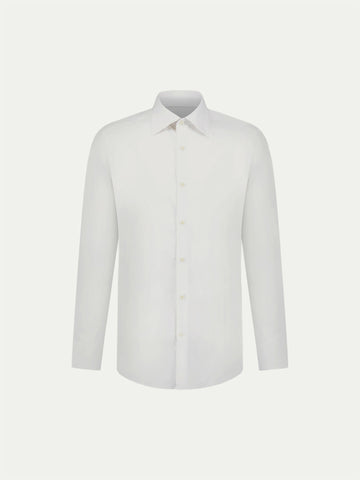 Peckham Rye Mens High Collar Slim Fit Poplin Shirt in Bright White