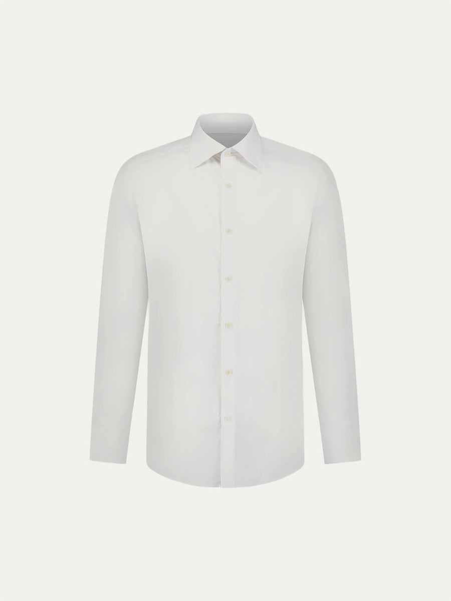Peckham Rye Mens High Collar Slim Fit Poplin Shirt in Bright White