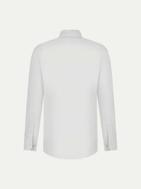 Cotton Poplin Slim Fit High Collar Shirt in Bright White