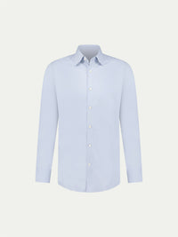 Cotton Poplin Slim Fit High Collar Shirt in Blue Blizzard