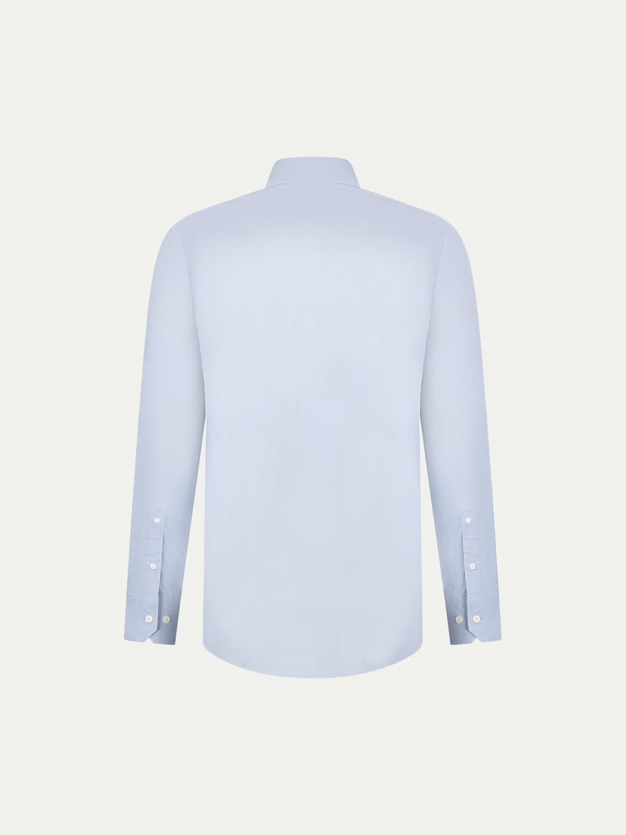 Peckham Rye Mens High Collar Slim Fit Poplin Shirt in Blue Blizzard