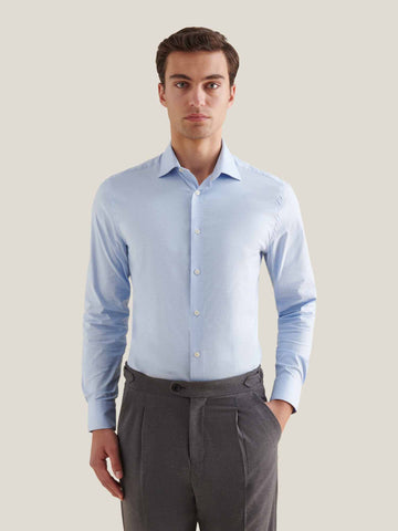 Puppytooth Cutaway Collar Shirt in Blue Blizzard