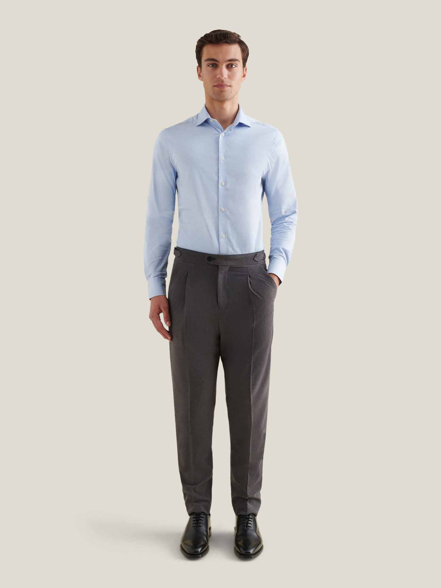 Puppytooth Cutaway Collar Shirt in Blue Blizzard
