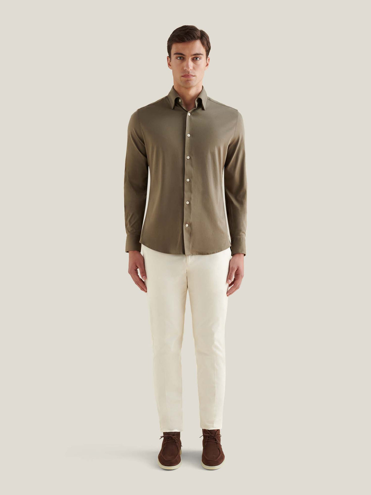 Jersey Hidden-Button Shirt in Sea Turtle