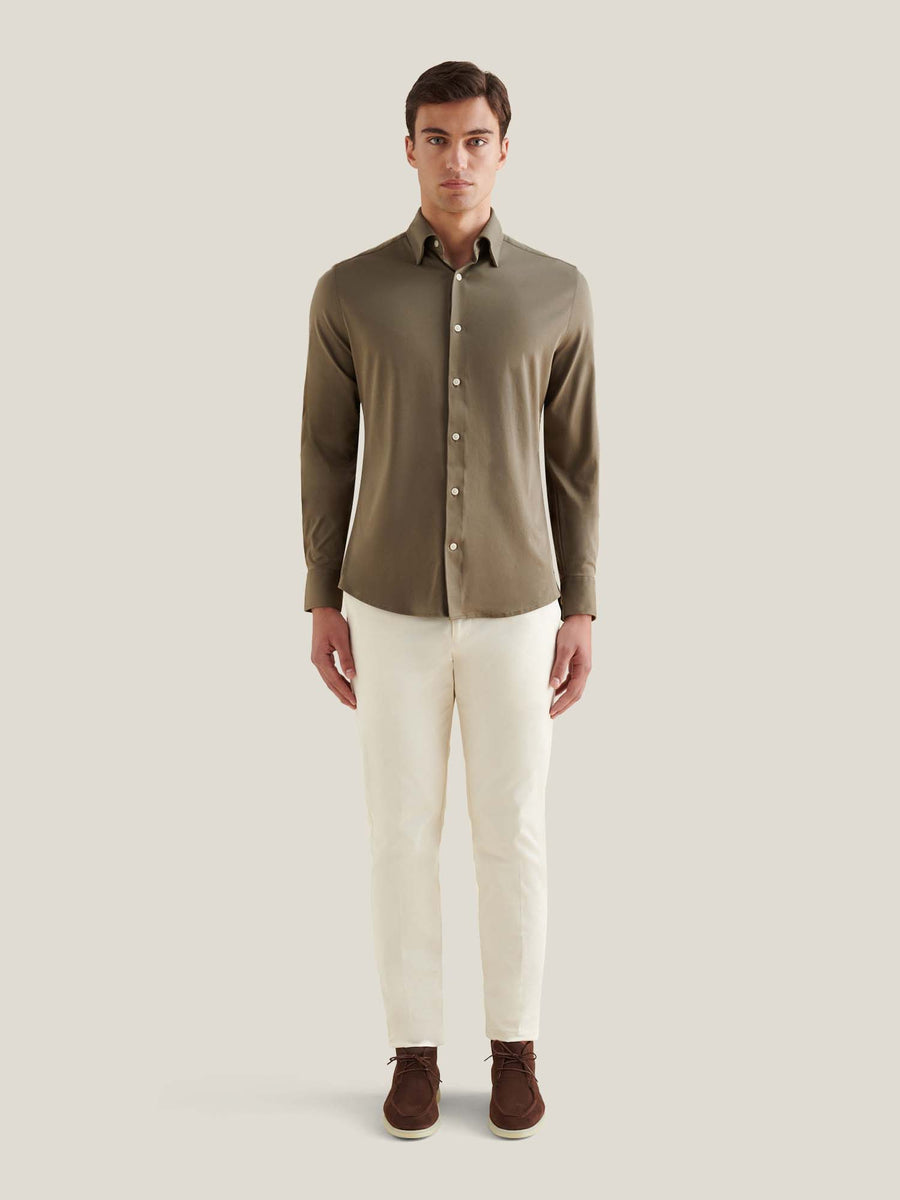 Jersey Hidden-Button Shirt in Sea Turtle