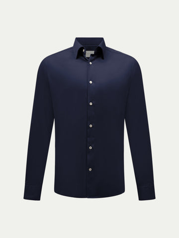 Peckham Rye Mens Mercerised Jersey Shirt in Dark Sapphire Navy