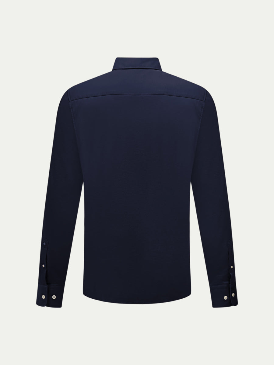 Peckham Rye Mens Mercerised Jersey Shirt in Dark Sapphire Navy