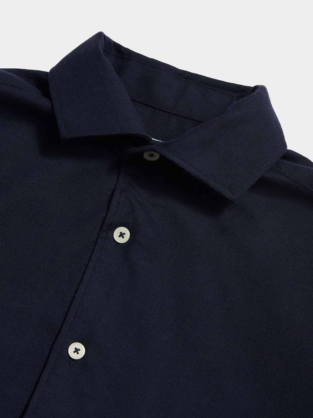 Peckham Rye Mens Flannel Herringbone Shirt in Dark Sapphire Navy