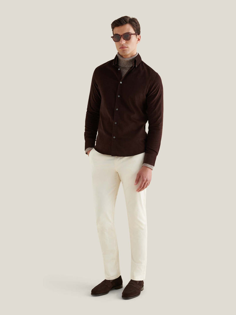 Micro Cord Button-Down Shirt in Java