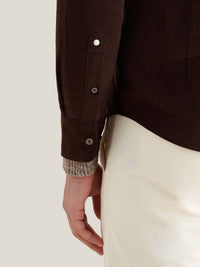Micro Cord Button-Down Shirt in Java