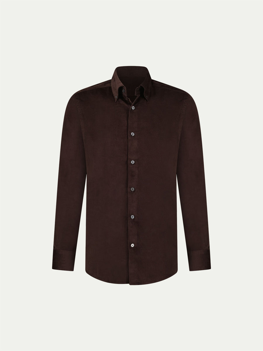 Micro Cord Button-Down Shirt in Java