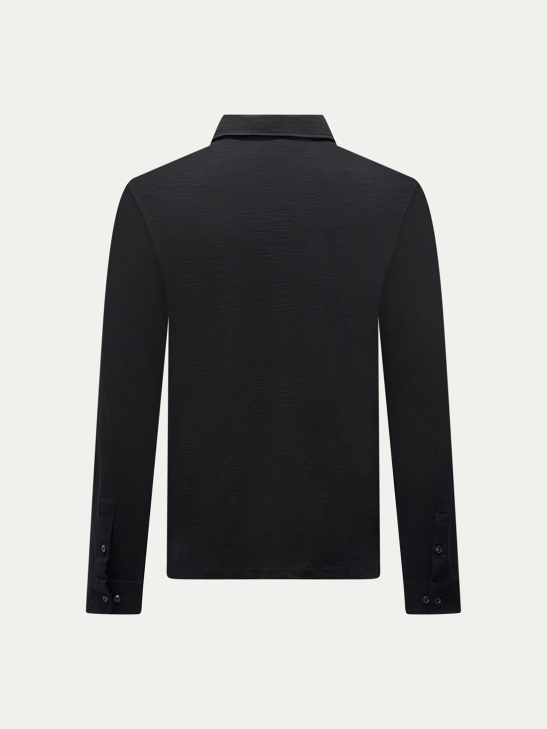 Slub Jersey Long Sleeve Polo Shirt in Black