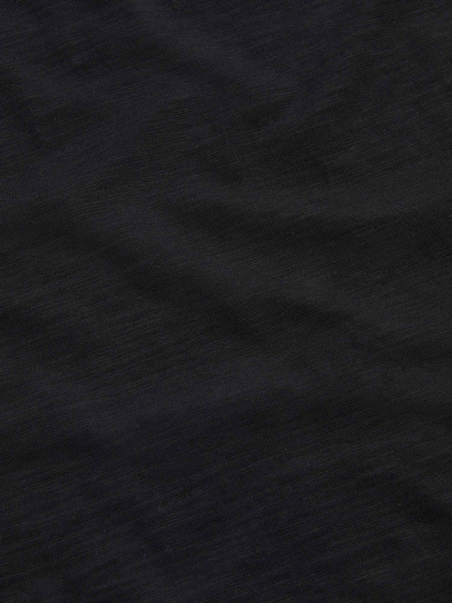 Slub Jersey Long Sleeve Polo Shirt in Black