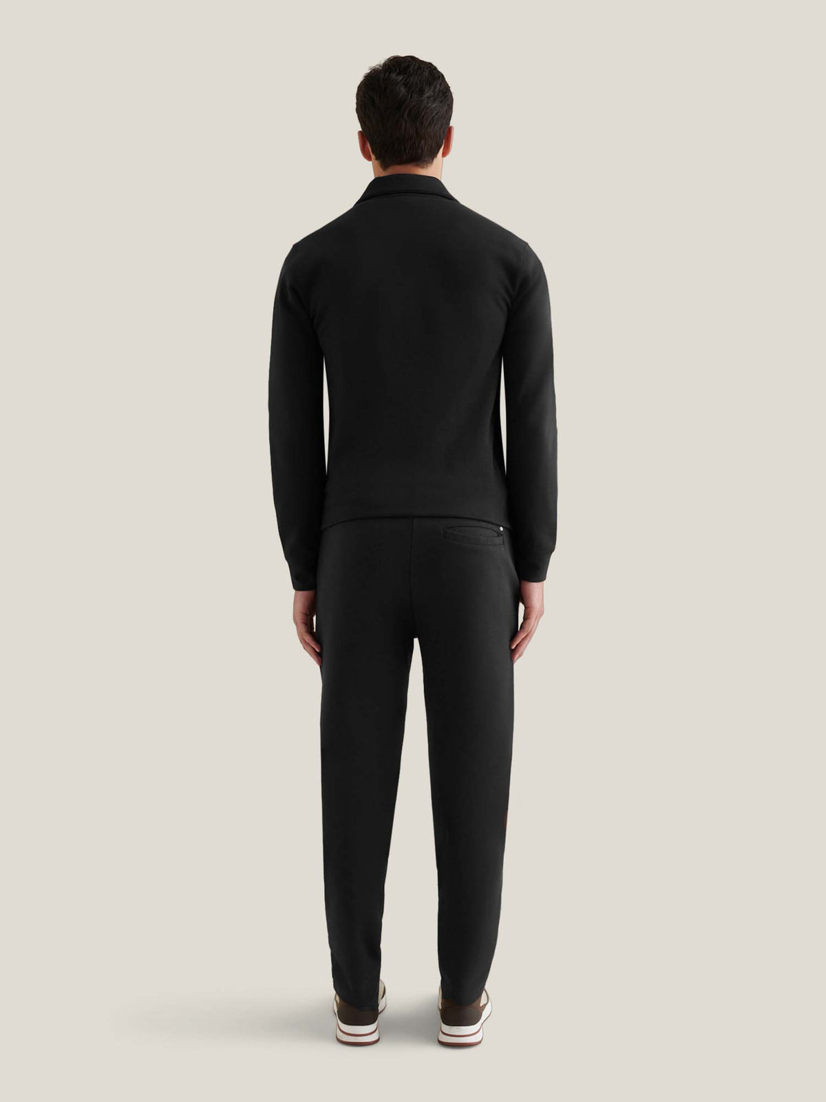 Jersey Interlock Zip Funnel Sweat in Black