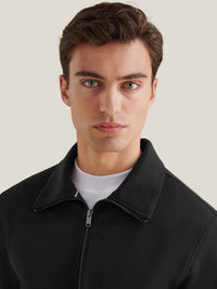 Jersey Interlock Zip Funnel Sweat in Black