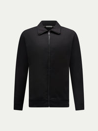 Jersey Interlock Zip Funnel Sweat in Black