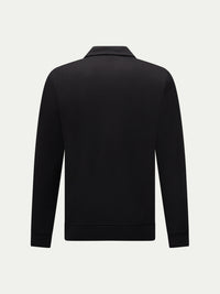 Jersey Interlock Zip Funnel Sweat in Black