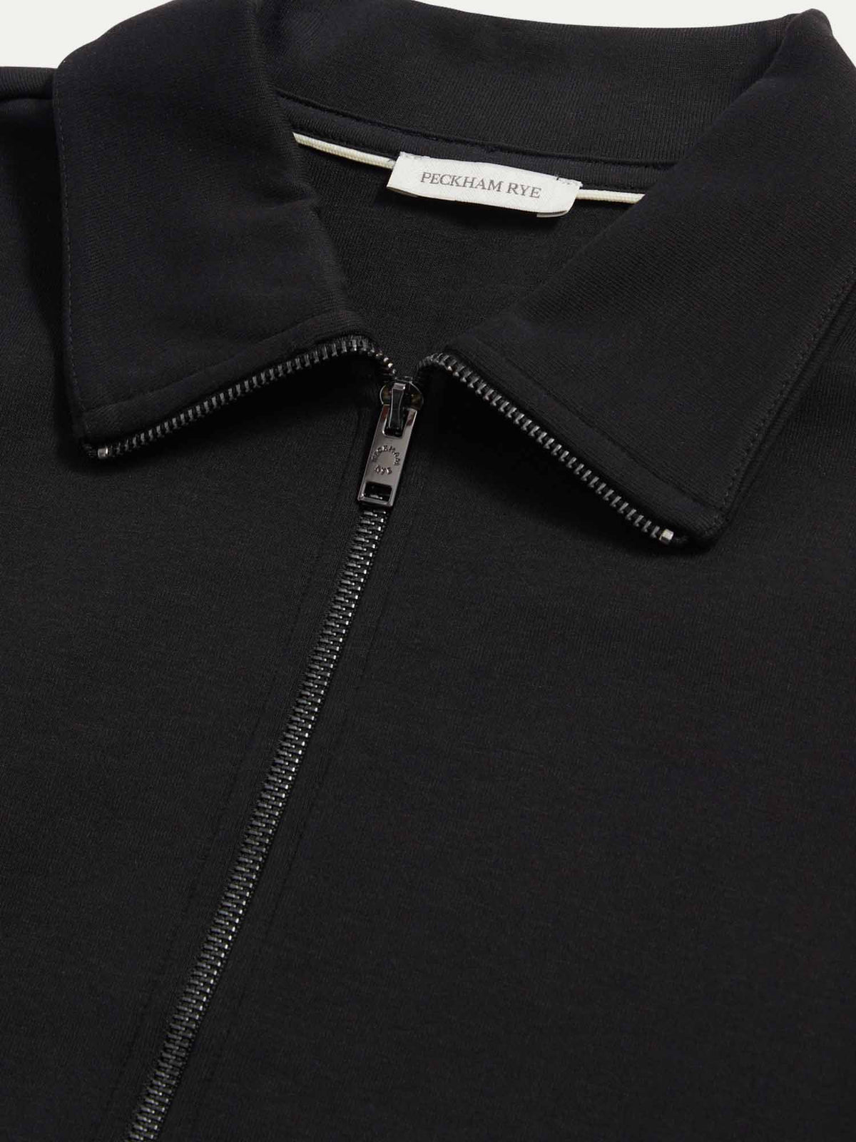 Jersey Interlock Zip Funnel Sweat in Black