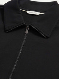 Jersey Interlock Zip Funnel Sweat in Black