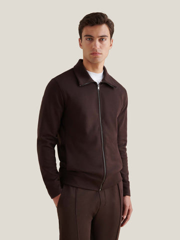 Jersey Interlock Zip Funnel Sweat in Java