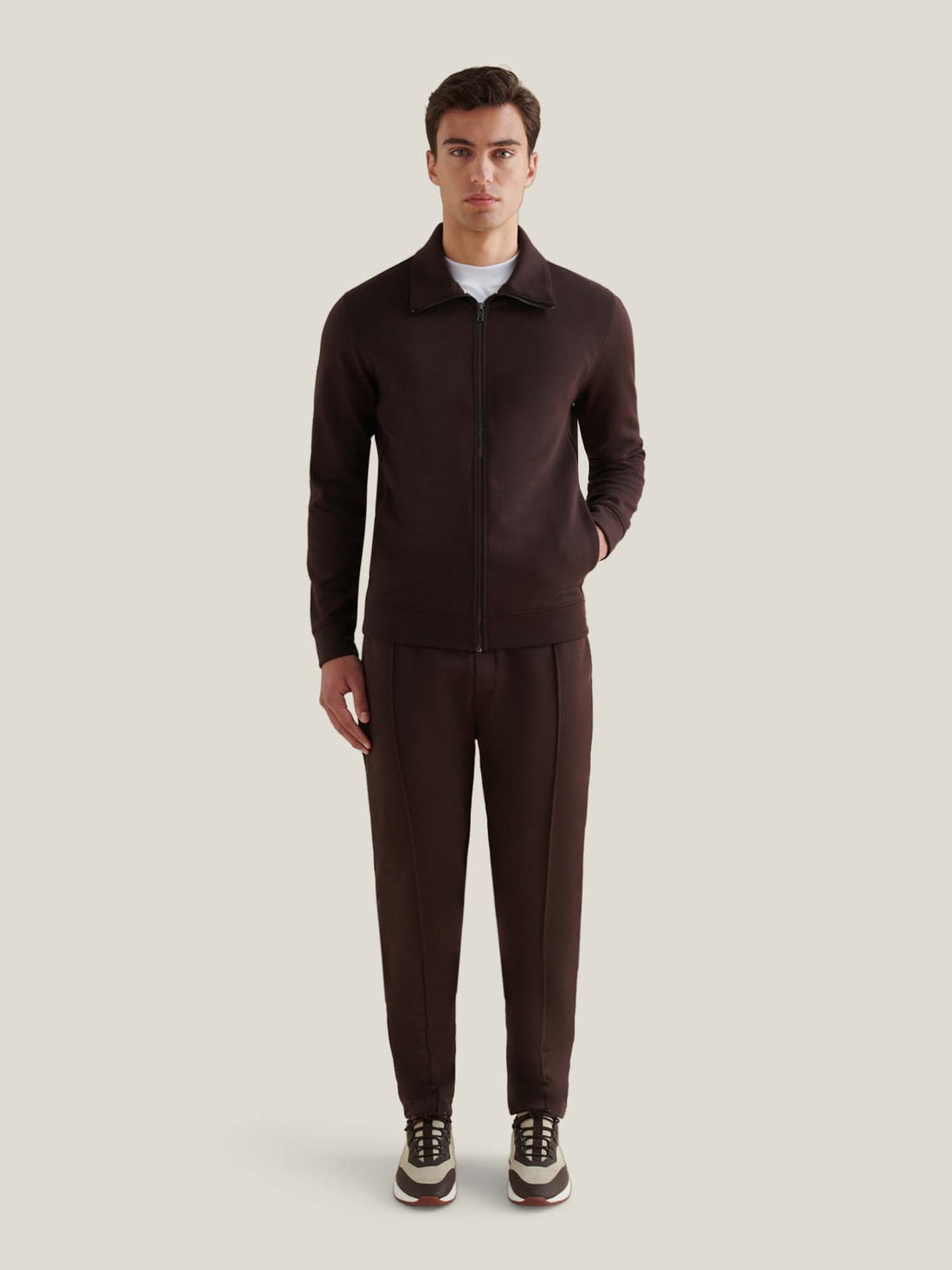 Jersey Interlock Zip Funnel Sweat in Java