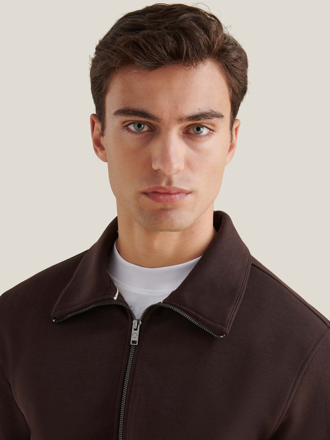Jersey Interlock Zip Funnel Sweat in Java