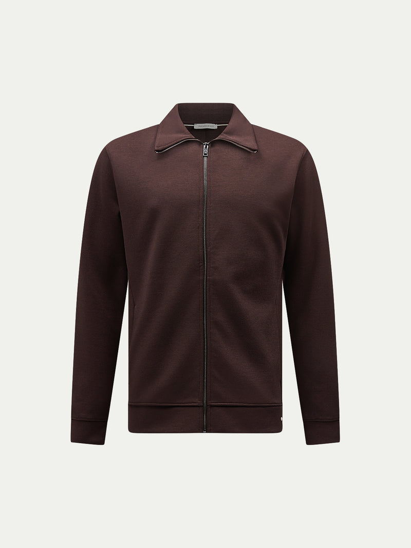 Jersey Interlock Zip Funnel Sweat in Java