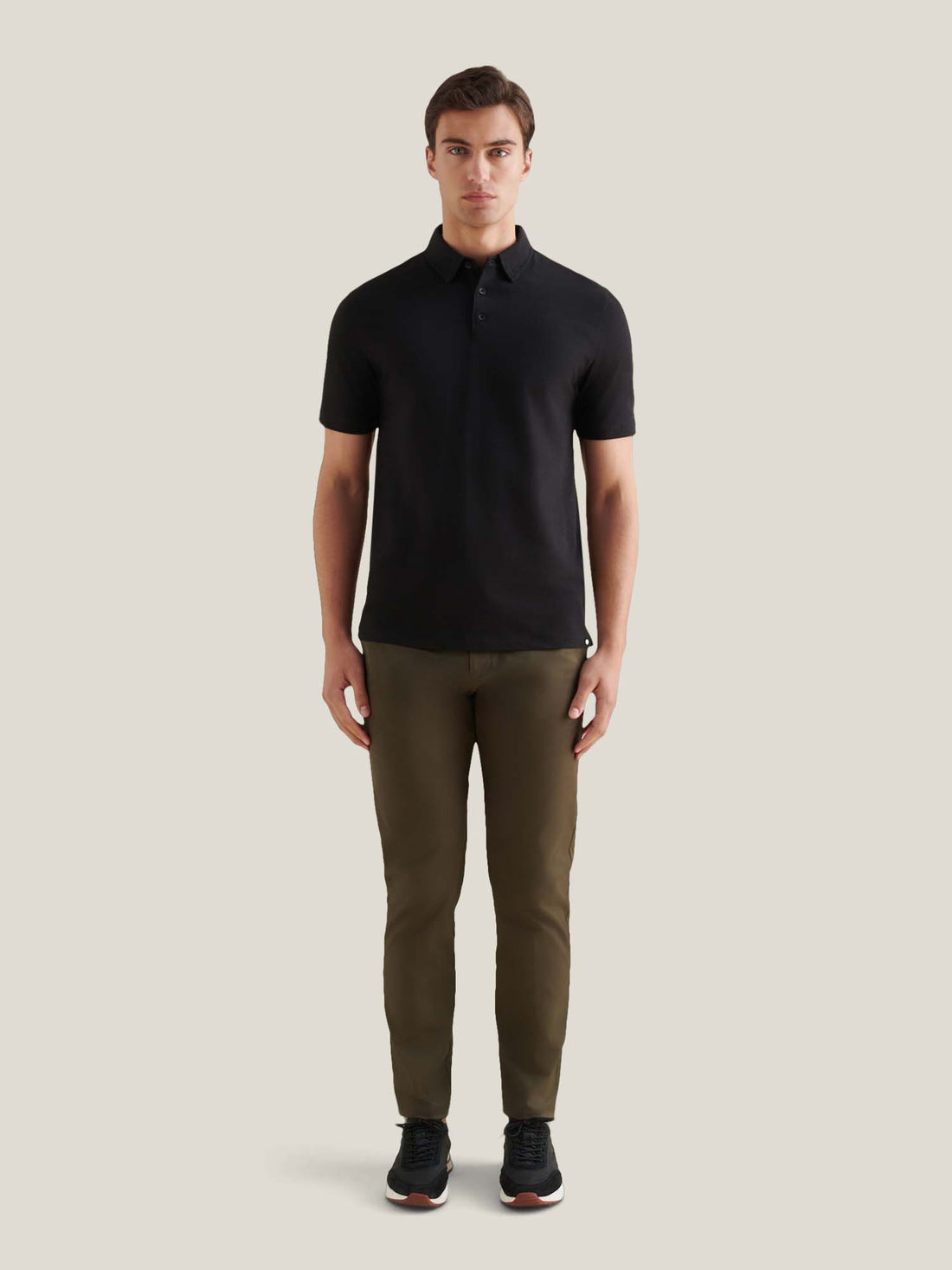 Slub Jersey Polo Shirt in Black