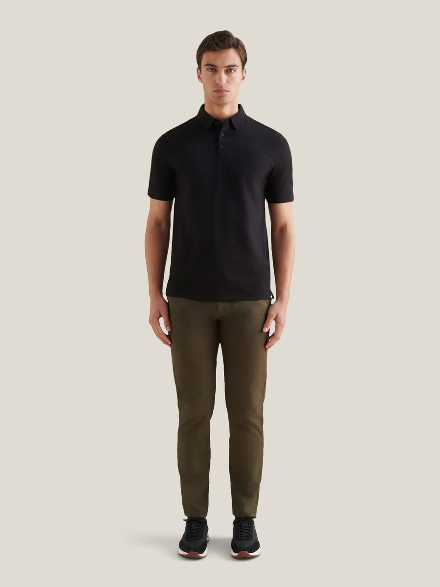 Slub Jersey Polo Shirt in Black