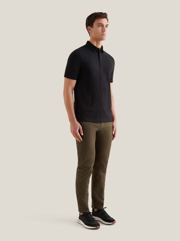 Slub Jersey Polo Shirt in Black
