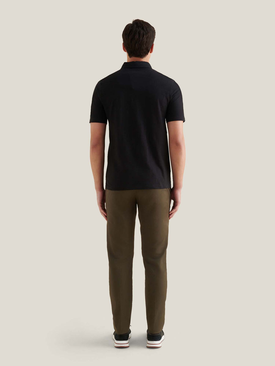 Slub Jersey Polo Shirt in Black