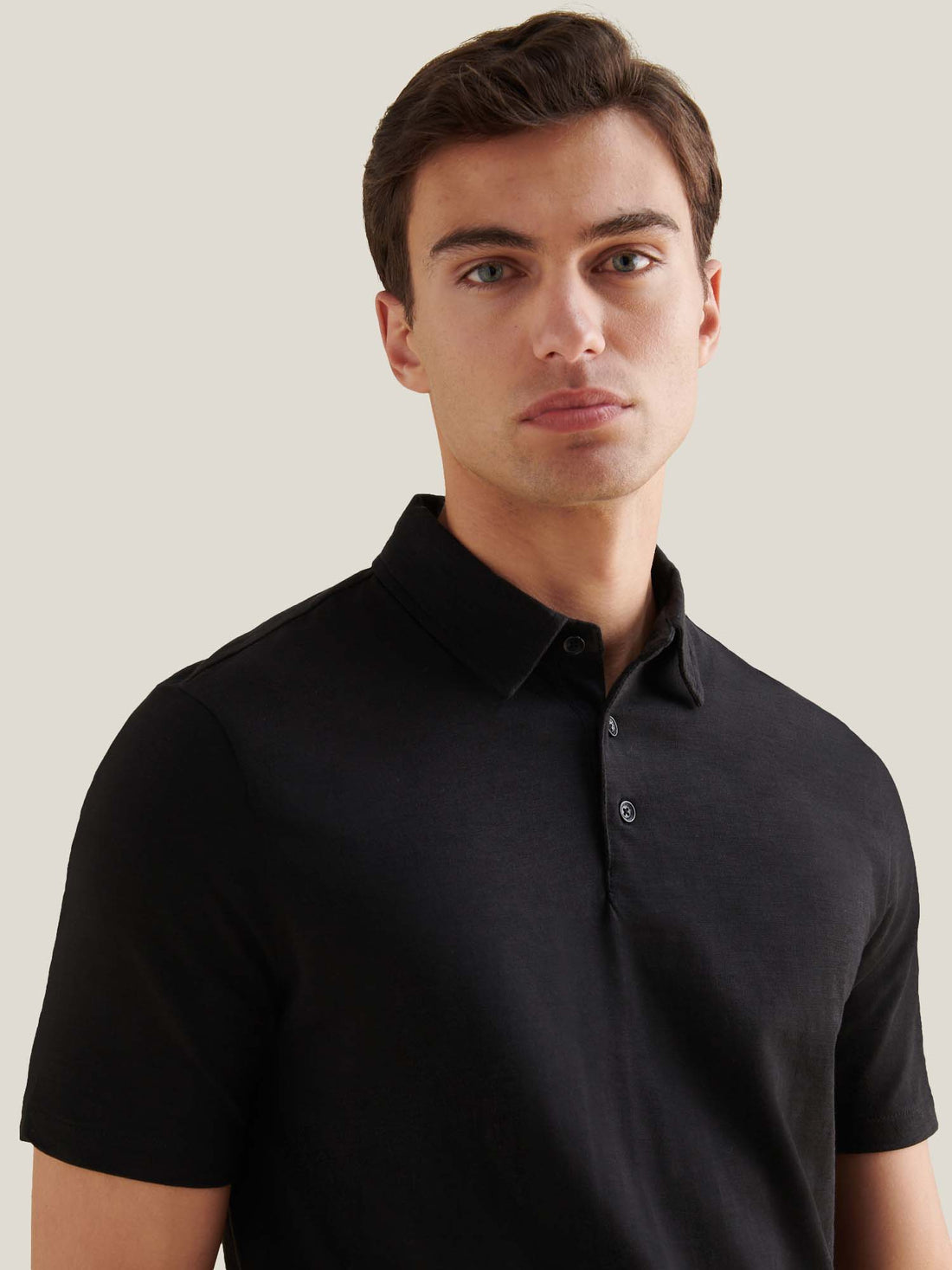 Slub Jersey Polo Shirt in Black