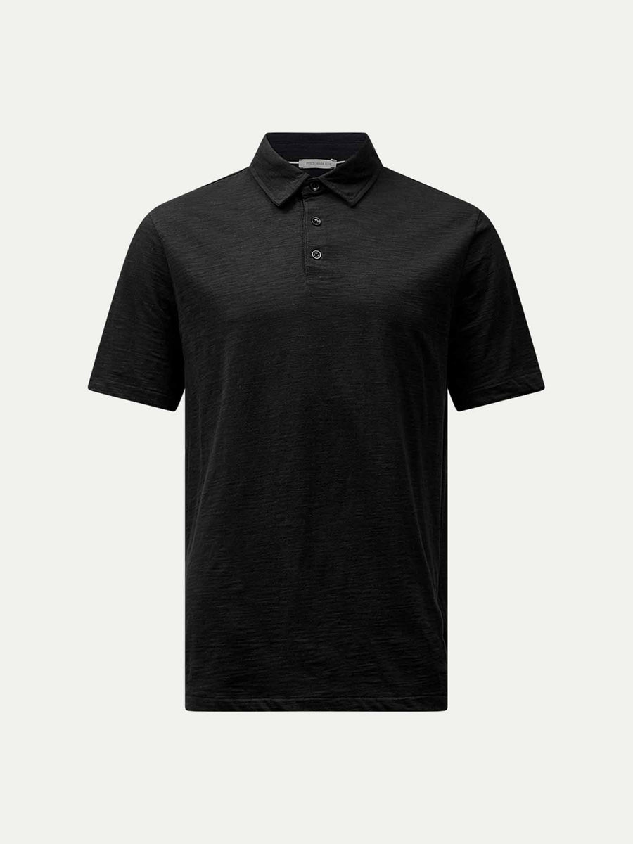 Slub Jersey Polo Shirt in Black