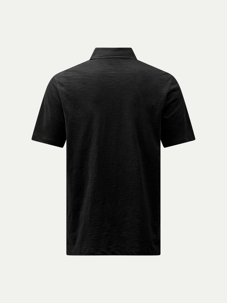 Slub Jersey Polo Shirt in Black