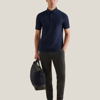 Slub Jersey Polo Shirt in Dark Sapphire Navy