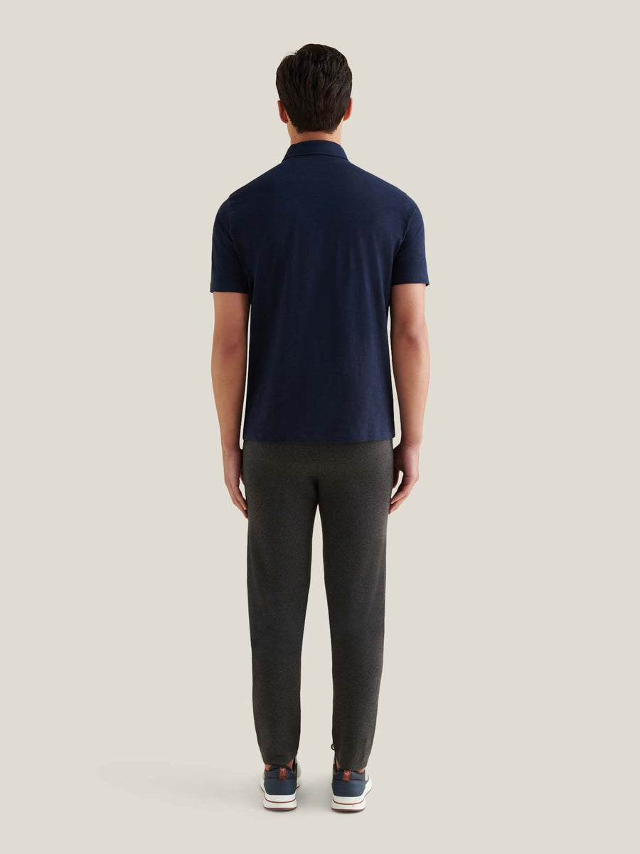 Slub Jersey Polo Shirt in Dark Sapphire Navy