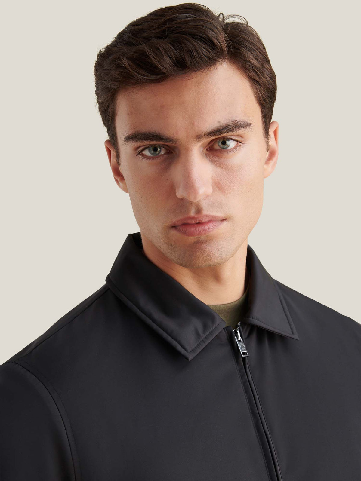 Light Padded Collar Bomber Jacket in Black