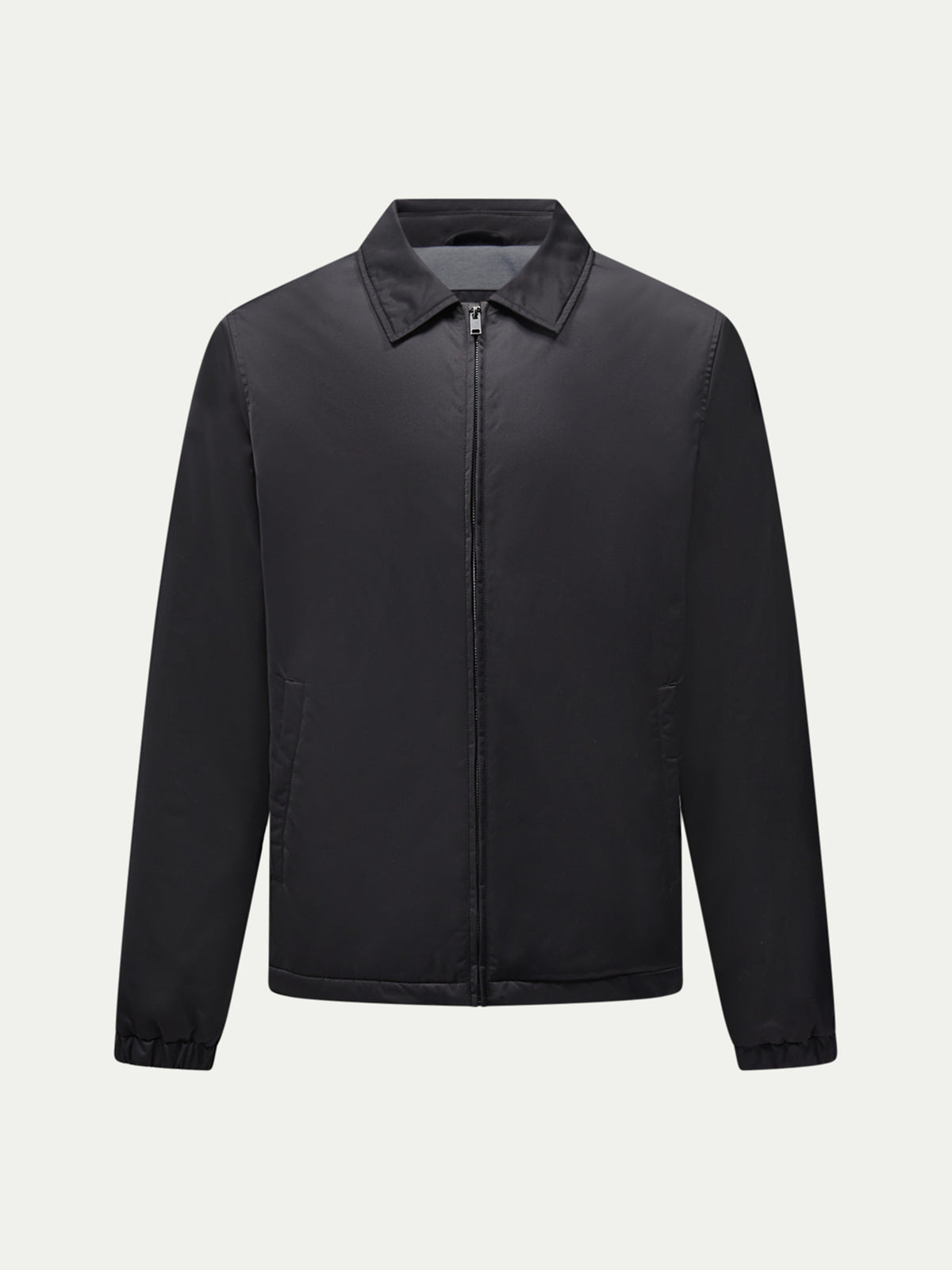 Light Padded Collar Bomber Jacket in Black