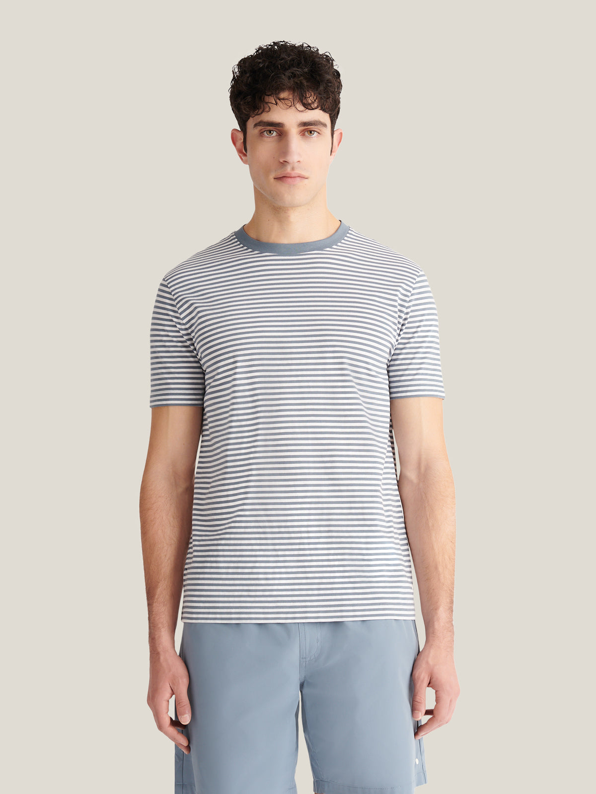Noli Stripe Pique T-Shirt in Blue Mirage